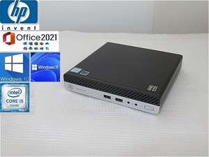 極小テレビサイドマシン！HP ProDesk 400 G5 DM Corei5（9500T）Windows10 office2021Proも!