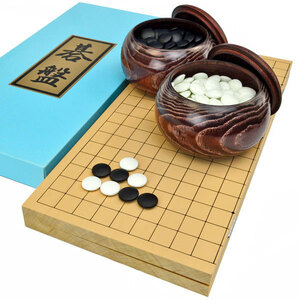 囲碁セット　新桂6号折碁盤セット(ガラス碁石竹・栗碁笥特大)【囲碁将棋専門店の将碁屋】