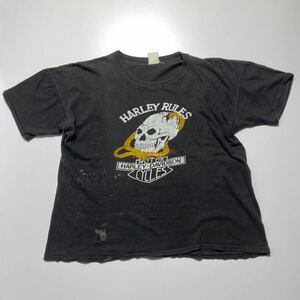 60s 70s Vintage HARLEY DAVIDSON HARLEY RULES Tee 60年代 70年代 ヴィンテージ ハーレーダビッドソン スカル スネーク Tシャツ G1734