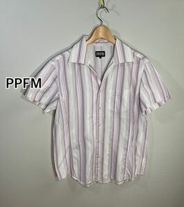 ■PPFM ペイトンプレイス■半袖ストライプシャツ:L☆BH-598
