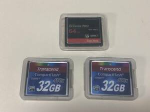 コンパクトフラッシュ 3枚セット　Transcend 32GB×2　SanDisk Extreme Pro 64GB×1