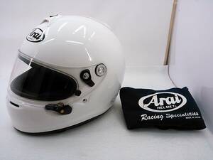 【送料無料】使用回数少 良品 Arai アライ GP-6S WHITE ホワイト Lサイズ 59-60cm 4輪用 カート フルフェイスヘルメット