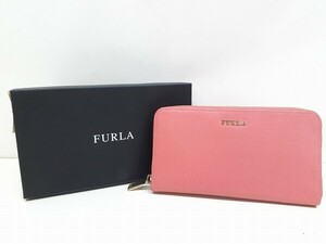 Y278-N37-1053 FURLA フルラ 長財布 レザー ピンク ラウンドファスナー 箱あり 現状品③