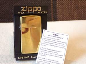 【ZIPPO ジッポ】SOLID BRASS真鍮製ソリッドブラス スリムオイルライター