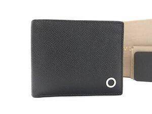 1円 ■美品■ BVLGARI ブルガリブルガリ レザー 二つ折り 財布 ウォレット 札入れ カード入れ メンズ ブラック系 AV9008