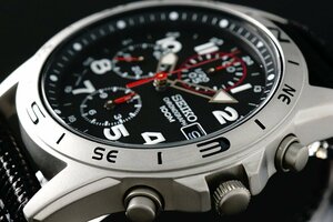 1円～ 1スタ セイコー 正規品 海外モデル SEIKO クロノグラフ 逆輸入 ミリタリー ブラック 新品 100m防水 腕時計 メンズ激レア入手困難