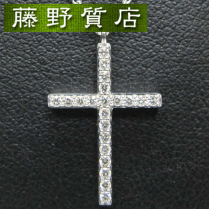 (新品仕上げ済) ティファニー TIFFANY メトロ クロス ネックレス 十字架 ミディアム K18 WG × ダイヤモンド 8967