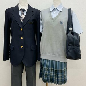 U590/S1119(中古/箱)東京都 駒沢学園女子高校 女子制服13点/11/LL/W69/W72/ブレザー/ベスト/シャツ/スラックス/スカート/ネクタイ/靴下/鞄/