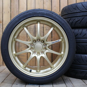 RAYS レイズ VOLKRACING ボルクレーシング CE28N ゴールド 鍛造 18インチ 8.5J+52 DUNLOP 245/40R18 タイヤ ホイール 4本SET WRX STI 他