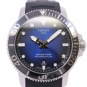 TISSOT ティソ シースター パワーマチック80 自動巻き メンズ 腕時計 青文字盤 純正ラバーベルト T120407A【いおき質店】