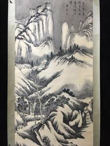 k 中國古畫 旧蔵 書画 書道 唐寅【大四尺中堂畫， 雪景山水 純手繪之作， 】 收藏 手描き 国画 中國古美術品 時代物 置物 賞品 4.15