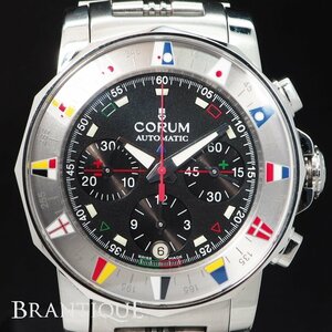 【希少品】CORUM コルム アドミラルズカップ クロノグラフ 285.630.20 SS オートマ 裏スケ 国旗 メンズ 腕時計 「23831」