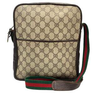 GUCCI グッチ オールドグッチ シェリーライン ショルダーバッグ GG柄 PVCレザー グレー系 ヴィンテージ