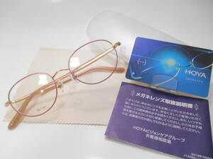 ★即決★ＨＯＹＡブルーライトカットＰＣレンズ付き老眼鏡●やや小さめのサイズ・しっかり作ったメタルフレーム・ゴールド／ピンク