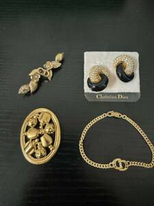 4点セット Christian Dior クリスチャン・ディオール ブローチ ブレスレット イヤリング アクセサリー