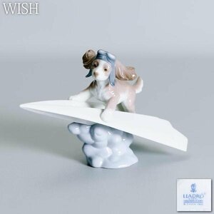 【真作】【WISH】リヤドロ LLADRO 磁器人形「可愛いパイロット 」1999年作 磁器人形 ◆紙飛行機 仔犬 　　〇1950年創業 #24016040