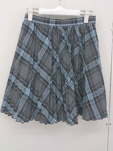 ◇ ELLE エル チェック キッズ 子供服 ミニ プリーツ スカート サイズ150 グレー系 ブルー系 レディース