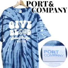 PORT & COMPANY 英字 ビッグプリント タイダイ Tシャツ XL
