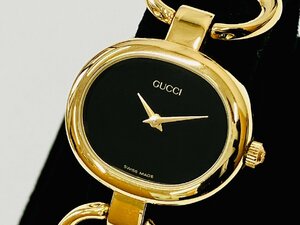 ★送料無料★ GUCCI/グッチ ホースビット バングルウォッチ 1600 ゴールド系 2針 オーバル QZ クォーツ 腕時計 アンティーク 不動 箱付き♪