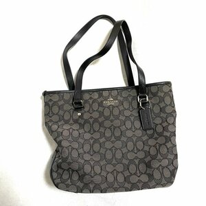 ★美品★ COACH コーチ　トートバッグ　シグネチャー　ショルダーバッグ　ブラック　通勤　通学