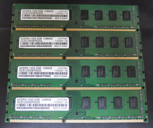 mem224 UNIFOSA 2GB×4枚=8GB DDR3/PC3-10600 中古品