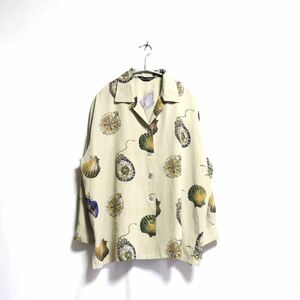 トレンド【vintage】柄シャツ/シャツ 長袖シャツ シェル 貝殻 総柄