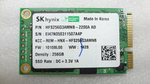 SSD SKhynix HFS256G3AMNB-2200A FW:10108L00 256GB mini-SATA 中古動作品 (w787)