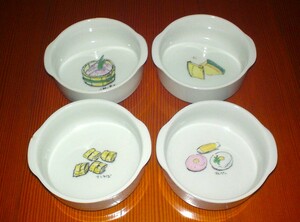 新品　たち吉 謹製　グラタン皿 ４種類４個セット 京の特産物シリーズ　はんぺい　ころ　干しゆば　小鯛の笹漬け　