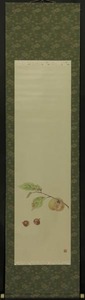 151 【模写】 掛軸 木田泰宏 筆 「柿と栗の図」 紙本