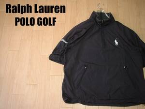 RALPH LAUREN POLO GOLFハーフジップ半袖ウインドブレーカーLブラック正規ラルフローレンポロゴルフ黒プルオーバーブレイカージャケット