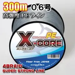 高強度PEラインX-CORE0.6号12lb・300m巻き 灰 グレー！