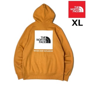 1円～!売切!【正規新品】THE NORTH FACE BOX NSE PULLOVER HOODIE パーカー US限定 バックプリント 裏起毛 男女兼用(XL)オレンジ 181130-10