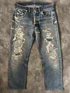 60s LEVIS 501 BIGE（ビッグE）タイプ後期神サイズW82cm激ダメージイエローステッチヴィンテージビンテージ オリジナル赤耳66前期後期501xx