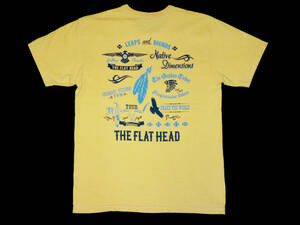 フラットヘッド THE FLAT HEAD ロゴ　プリント 丸首 半袖 Tシャツ 黄 イエロー 36