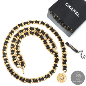 CHANEL チェーンベルト GP+レザー コイン 2 3 ココマーク 2連 ヴィンテージ 箱付 質屋