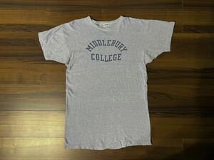 スペシャル70s Champion バータグ中期 ビンテージカレッジTシャツ XL 青杢 染み込みアーチ USA製 検トリコランタグ単色リバース60s80s90s