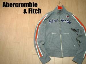 Abercrombie & FitchジップアップスウェットジャージトップLビンテージ加工グレー正規アバクロンビー&フィッチINDIANトラックジャケット