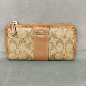 060426　264361-1　COACH　コーチ　長財布　シグネチャー　ブラウン系カラーデザイン　財布　ウオレット　ファッション小物　服飾雑貨