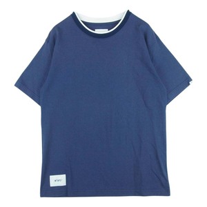 WTAPS ダブルタップス 21SS 211ATDT-CSM29 RINGER SS 半袖 リンガー Tシャツ コットン 日本製 ネイビー系 【中古】