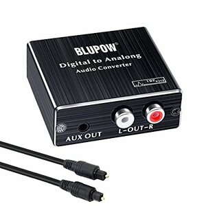 BLUPOW DAC デジタル アナログ 変換器 光・同軸入力→RCA+3.5mmステレオ出力 オーディオ変換器 光デジタル アナログ 変換 D