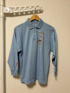[CAPTAIN SANTA GOLF] ロゴデザイン 長袖 コットンポロシャツ S 日本製 ライトブルー キャプテンサンタ