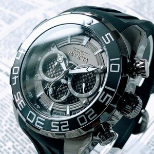 #2807【カッコいいブラック】メンズ 腕時計 インビクタ Invicta クォーツ 黒文字盤 Quartz 動作良好 クロノグラフ インヴィクタ 100m 防水