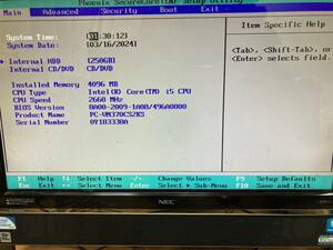 【ジャンク】nec vn370c /win10pro /cpu i5 m570 /メモリ 4gb /hdd 250gbb /付属 アダプタ