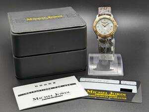 【中古 稼働品】 MICHEL JORDI ミッシェルジョルディ GENEVE スイス製 2針 メンズ クォーツ 電池交換済 腕時計 現状品 (k-0591)
