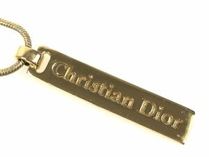 クリスチャン・ディオール　Christian　Dior　ロゴプレートバー　スネークチェーン　ネックレス　ゴールドカラー　YAS-10342