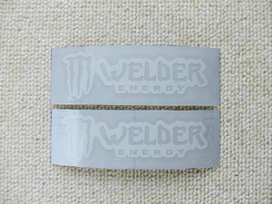 ■ WELDER ENARGY 切り文字 ステッカー 白つや無し [100mm x 32mm] 溶接 ウェルダー TIG モンスターエナジー ■2枚セット