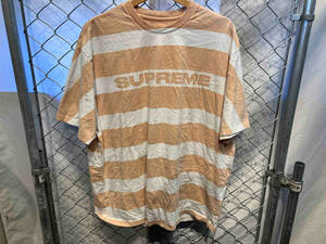 Supreme 21ss Printed stripe peach シュプリーム 21ss プリント ストライプ半袖Tシャツ USED加工 ピーチ サイズL