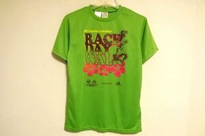 N5974:adidas(アディダス）2011年 ホノルルマラソン 10kmマラソン race day walk 速乾Tシャツ/緑/XS:35