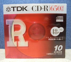 TDK 650MB CD-R／48倍速対応 10枚パック　1枚用5ミリケース入り
