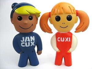 1980’s JAN CUX ジャンカックス ドイツ ビンテージ ソフビ 2体セット アドバタイジング 検 貯金箱 キャラクター 企業物 VINTAGE レア TOY